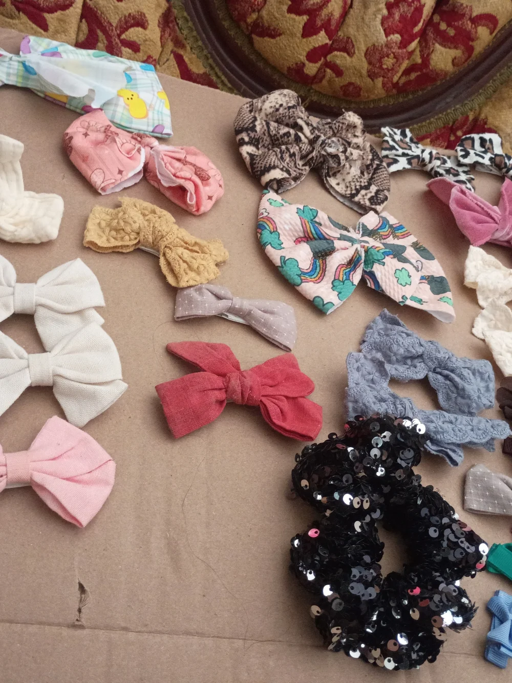 Kids Multi-Style Hair Bow and Scrunchie Set - Pink, Black, Blue, Gray, Cream